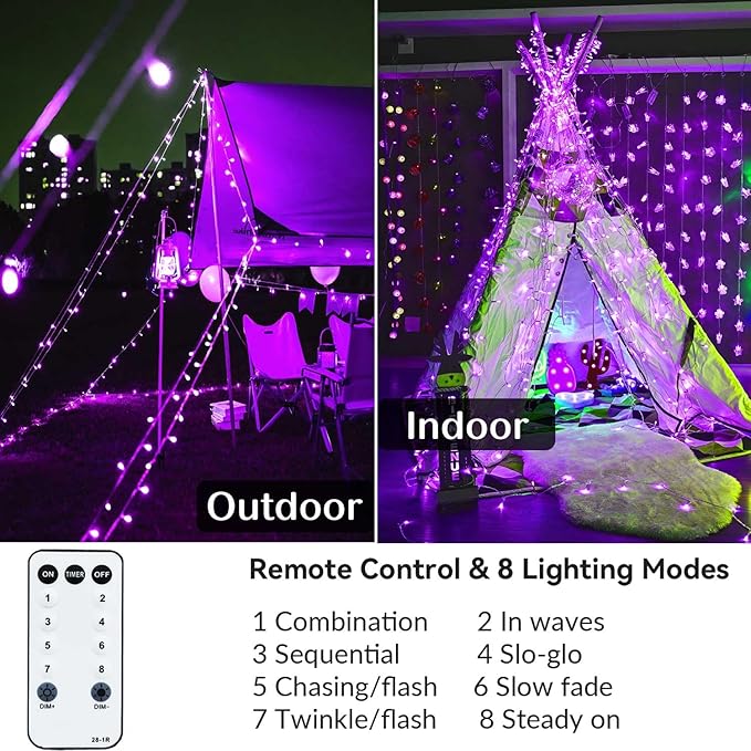 Purple Halloween Lights, 800LED 330FT Purple String Lights 8 Modes Timer Plug in Waterproof Indoor Outdoor Purple Christmas Lights for Halloween Christmas Garden Party Decoration