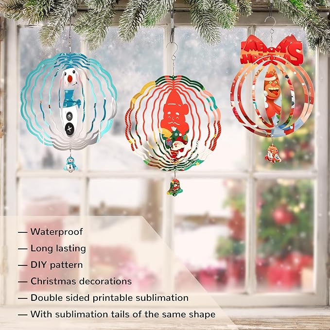 Sublimation Wind Spinner Blanks, 8 Pack 10 Inch 3D Aluminum Metal Hanging Wind Spinner Bulk for Garden Yard Outdoor, Window Porch Decoration for Heat Press Transfer DIY (16. Luchy-flower-8pcs)