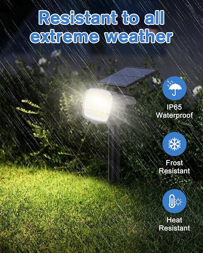 Fabrito Solar Spot Lights Outdoor 136 LEDs, Large Area Lighting Solar Lights Outdoor, 4 Pack IP65 Waterproof Landscape Spotlights Auto On/Off for Yard, Garden, Pathway, Plants,Tree (Cool White)