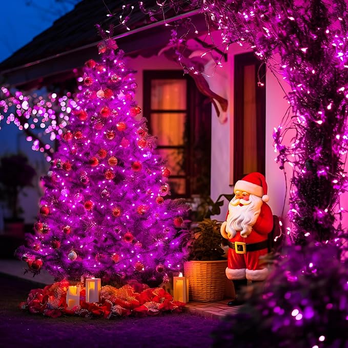 JMEXSUSS 250 LED Orange and Purple Christmas String Lights Indoor Outdoor Waterproof for Garden Patio Party Halloween Christmas Decorations