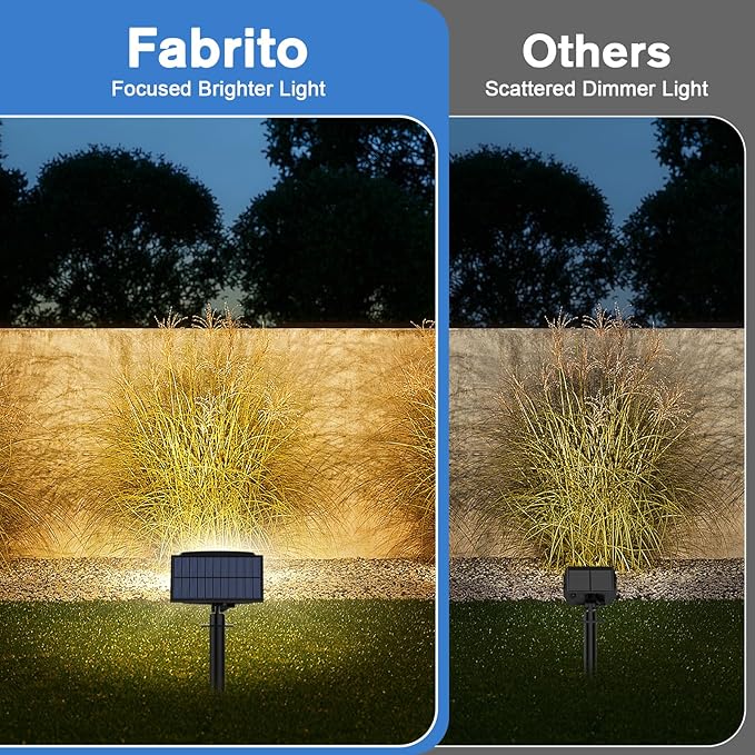 Fabrito Solar Spot Lights Outdoor 136 LEDs, Large Area Lighting Solar Lights Outdoor, 6 Pack IP65 Waterproof Landscape Spotlights Auto On/Off for Yard, Garden, Pathway, Plants,Tree (Warm White)