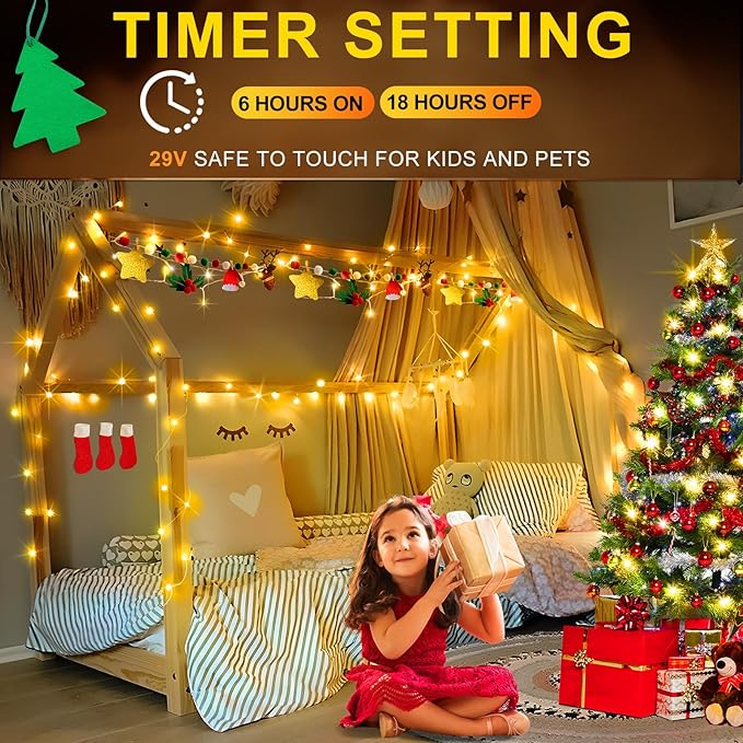 KNONEW Christmas String Lights Indoor Plug in,60FT 180LED Outdoor Waterproof Fairy Lights,8 Lighting Modes,Timer Memory Function for Bedroom Patio Balcony Party (Warm White)