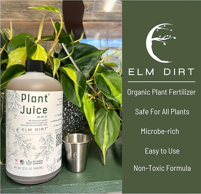 Elm Dirt Plant Juice Organic Fertilizer for All Purpose Plants - Plant Food Indoor House Plants | Liquid Plant Food Outdoor & Indoor Plant Fertilizer for Vegetables, Succulents & Hydroponics, 3Bottle