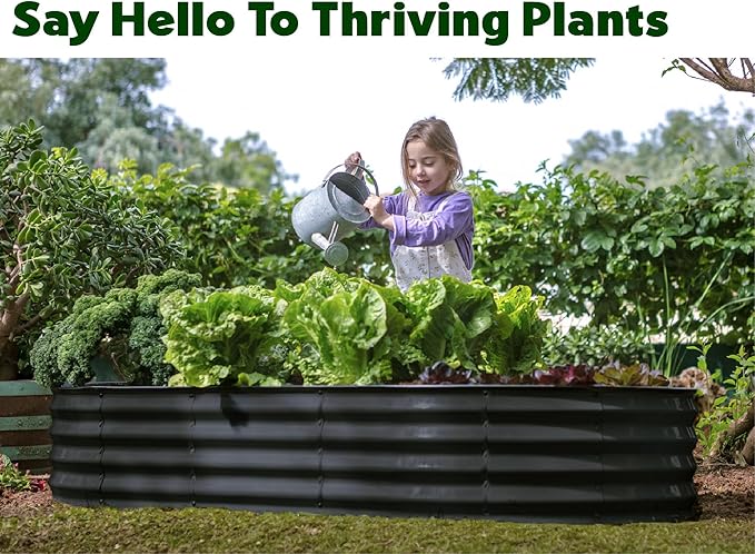 Galvanized Raised Garden Beds Outdoor // 6×3×1 ft Planter Raised Beds for Gardening, Vegetables, Flowers // Large Metal Garden Box // Patented Tool-Free Design (Black)