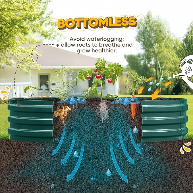 KING BIRD Raised Garden Bed Kit 2025 Upgraded 10-Minute Assembly Galvanized Planter Garden Box Outdoor for Gardening, Vegetables, Flowers, 47x24x12 in, Green