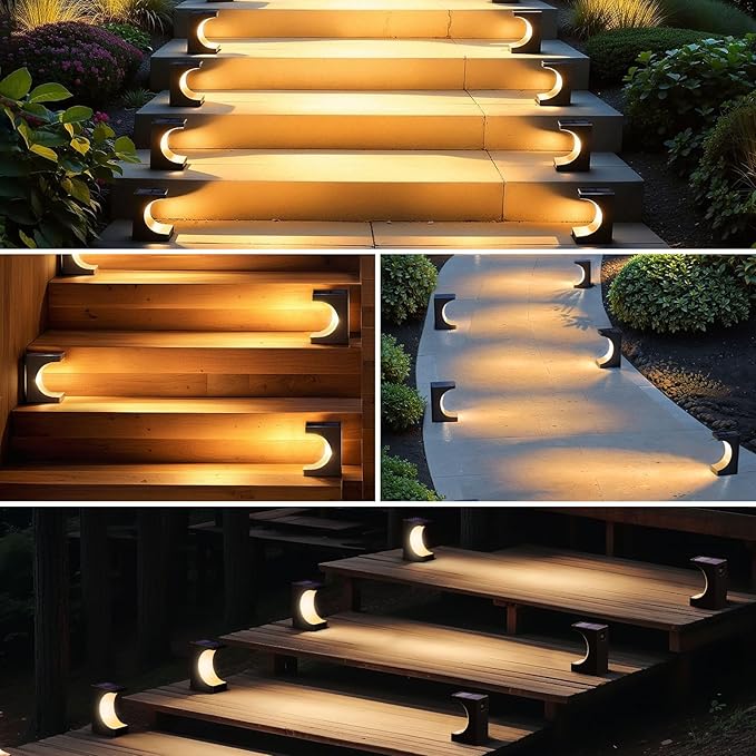 ZOOI Solar Step Lights for Outside, Step Lights Outdoor Waterproof, Outdoor Solar Stair Light for Yard, Garden Decor for Outside, Solar Garden Lights for Step, Stair, Patio, Porch, Deck Decor, 10PCS