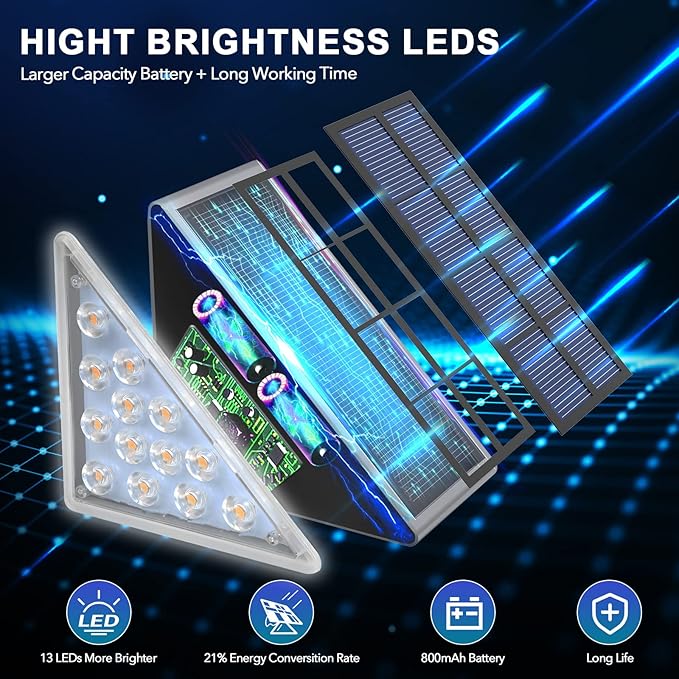 LED Solar Step Lights Waterproof Outdoor Stair Lights, Warm White Solar Deck & Pathway Lights IP67 for Yard, Patio, Garden, Front Door, Driveway, Porch 2PK