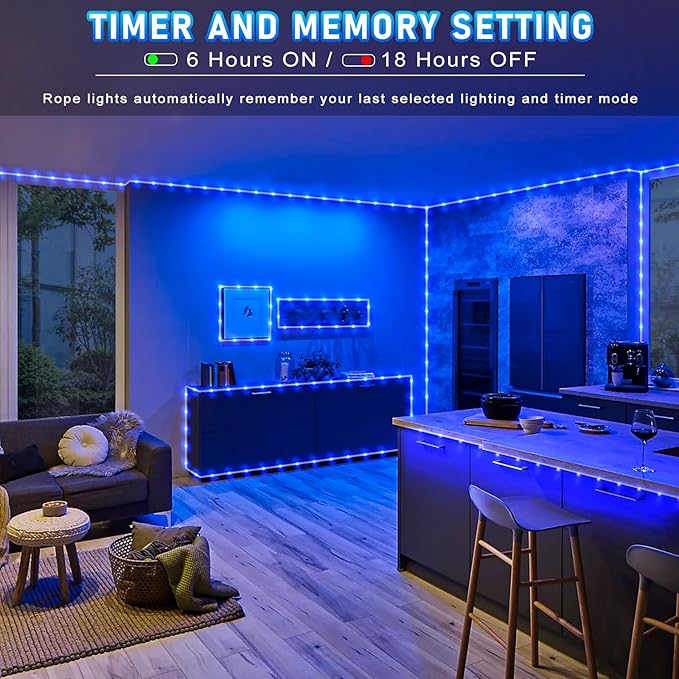 Rope Lights for Outside, 100FT 300 LED Christmas String Lights with Waterproof 8 Modes, Flexible and Connectable Plug in Fairy Lights for Outdoor Indoor Bedroom Patio Party Wedding Decorations, Blue