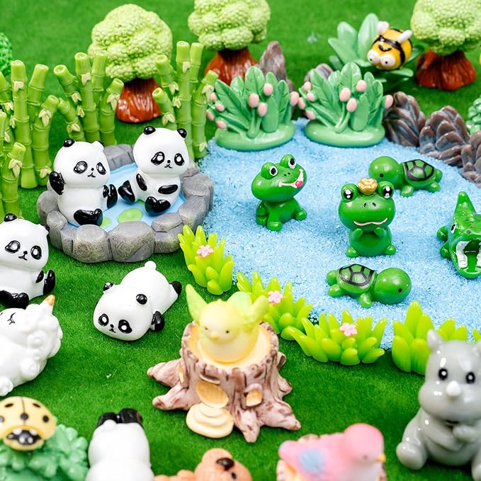 Miniature Small Animal Figurines, 80pcs of Mini Resin Animals, Forest Decoration Ornaments, Miniature Landscape Ornament Sets, Fairy Garden and Dollhouse Accessories