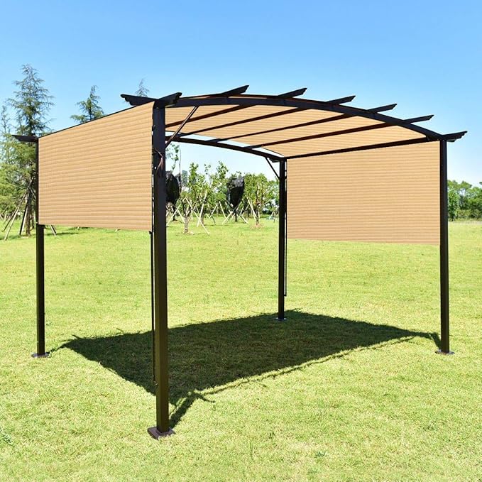 Eden's Decor Straight Flat-Edged Sun Shade Sail Rectangular 12' x 18' Beige UV-Blocking Outdoor Canopy Fabric Cloth Awning for Pergola Patio Garden Backyard Custom Size