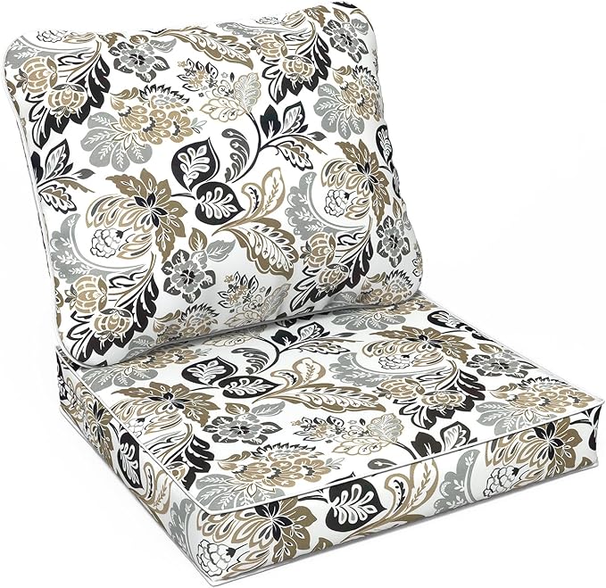 LVTXIII Outdoor Seat and Back Cushion Patio Deep Seat Cushion Set Seasonal Chair Cushion for Wicker Chairs and Garden Furniture Decoration, 22"x22"x4", Dailey Tan