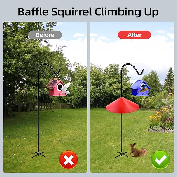 24-inch Large Outdoor Squirrel Baffles for Bird Feeders Pole, Baffle with Metal Frame, Squirrel Guard for Bird Houses, Two Way Use, Red Color