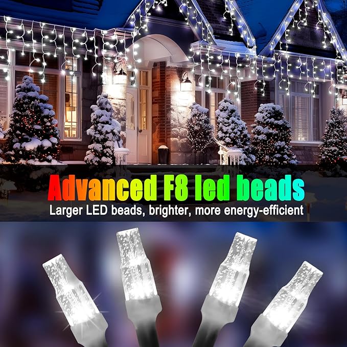 98FT 900LED F8 Upgraded Christmas Lights Decorations Waterproof 8 Modes Christmas Lights Outdoor with Memory and Timer Fairy Lights Plug-in Christmas String Lights for Holiday Party Wedding Home Roof