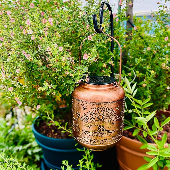 Tree of Life Solar Lanterns Outdoor Waterproof Hanging Solar Lights Big Tree Gifts for Women Men Metal Decorative LED Lanterns for Yard, Patio, Lawn, Tabletop, Pathway, Landscape, Garden Decor