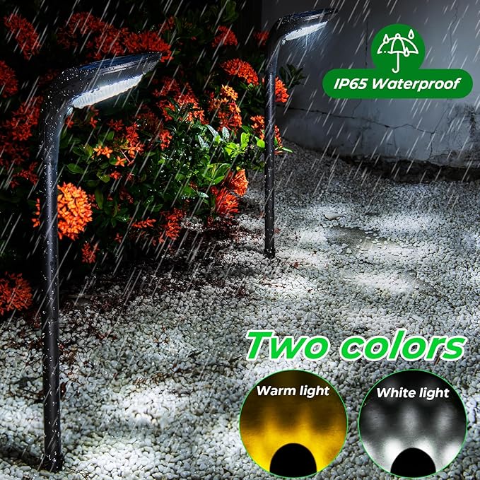 JSOT Solar Garden Lights - 6 Pack Solar Pathway Lights Path Light Landscape Lighting for Outside Yard Backyard Driveway Walkway
