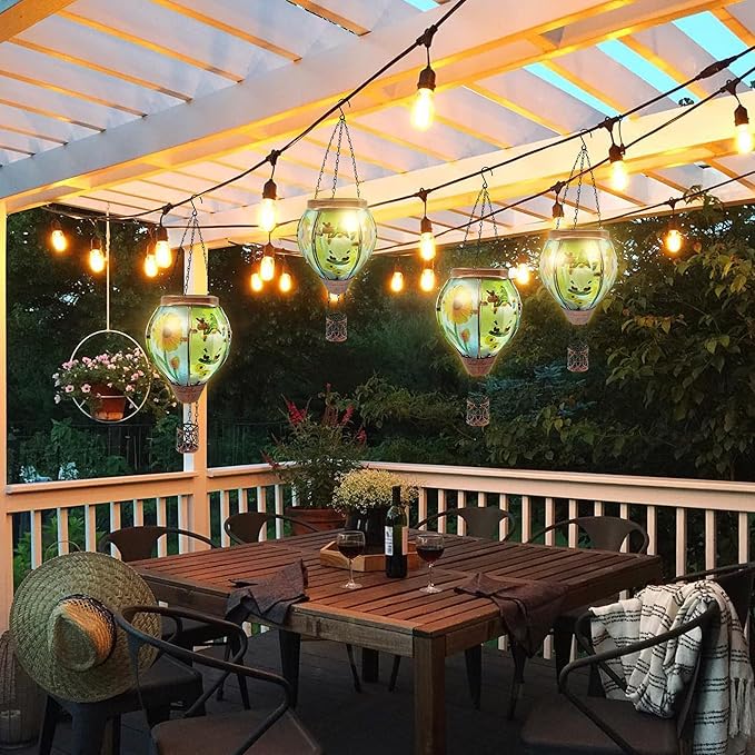 Solar Hot Air Balloon Lantern with Flame, Solar Hot Air Balloon Waterproof Lantern for Garden Farmhouse Decoration (GardenGnome)