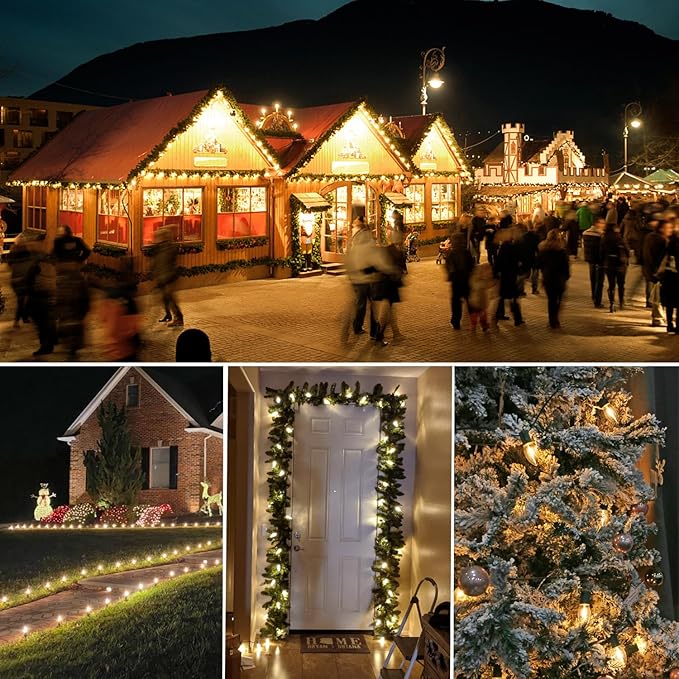 25 Pack C9 LED Replacement Christmas Light Bulbs, Soft White 2700K Waterproof Shatterproof Outdoor String Lights Vintage LED Filament Bulb, E17 Base, Commercial Grade Holiday Decoration Bulbs