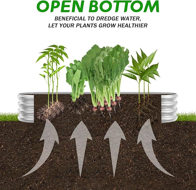 Galvanized Raised Garden Beds, Outdoor Raised Garden Boxes, Oval Large Bottomless Metal Elevated Garden Bed Planter Box for Vegetables, Fruits, Flower (7x2x1(ft))