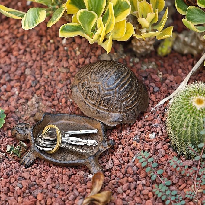 Key Hider Outdoor Turtle Cast Iron Hidden Spare Key Holder Outside Garden Indoor Decoration