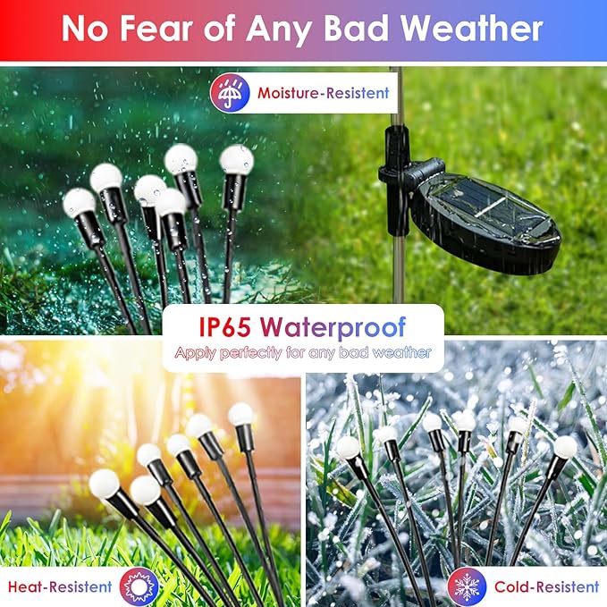 OZS 6pack Solar American Flag Lights - 4th of July Solar Garden LED Outdoor Waterproof Firefly Light for Memory Day, Independence Day, National Day Decoration (Red White Blue)