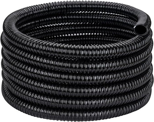 Pond Tubing ID 2” × 10ft Black Corrugated Flexible Reinforced Waterfall Pond Tube Sump Pump Hose, Non-toxic & Kinkproof (10 ft, 2" ID)