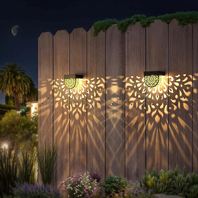 Solar Fence Lights 6 Pack Solar Deck Lights Outdoor Waterproof LED Solar Powered Step Wall Lights Outdoor Decorations Decorative for Front Door