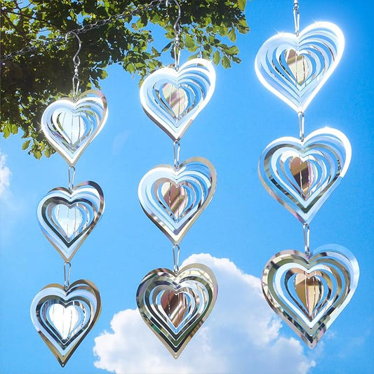 Bird Deterrents for Outside, Reflective 3D Stainless Steel Wind Spinners, Garden Decor, Bird Scare Devices to Keep Woodpeckers, Pigeons Away from Your House, Patio, Orchards