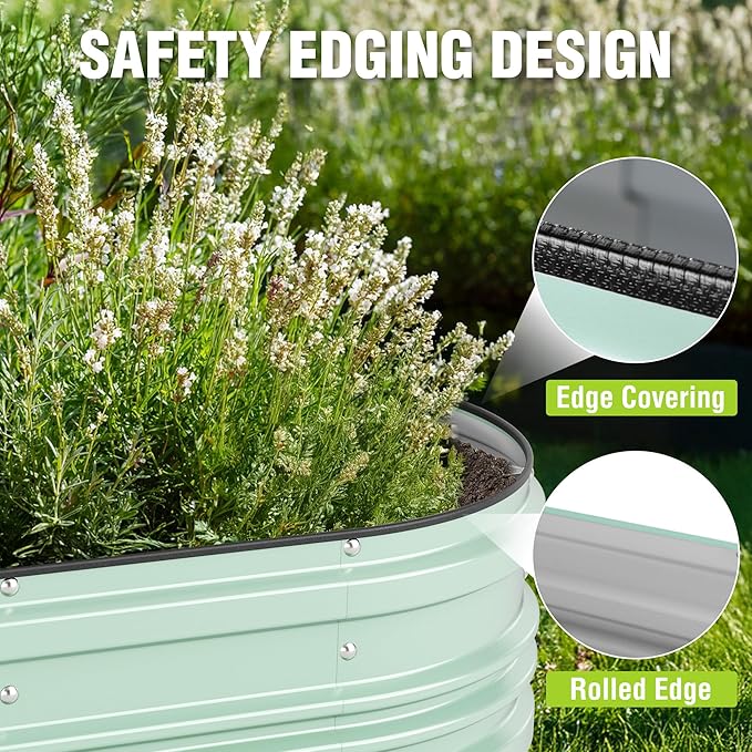 WORKPRO 4x2x1ft Galvanized Raised Garden Bed Set, Rust & Corrosion Protection, Easy Assembly, Safe Edge, Ideal for Vegetables & Flowers, Green