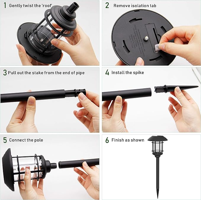 MAGGIFT Solar Powered Pathway Lights - 6 Pack, Waterproof, Warm White for Lawn, Patio, Yard, Walkway, Deck, Driveway