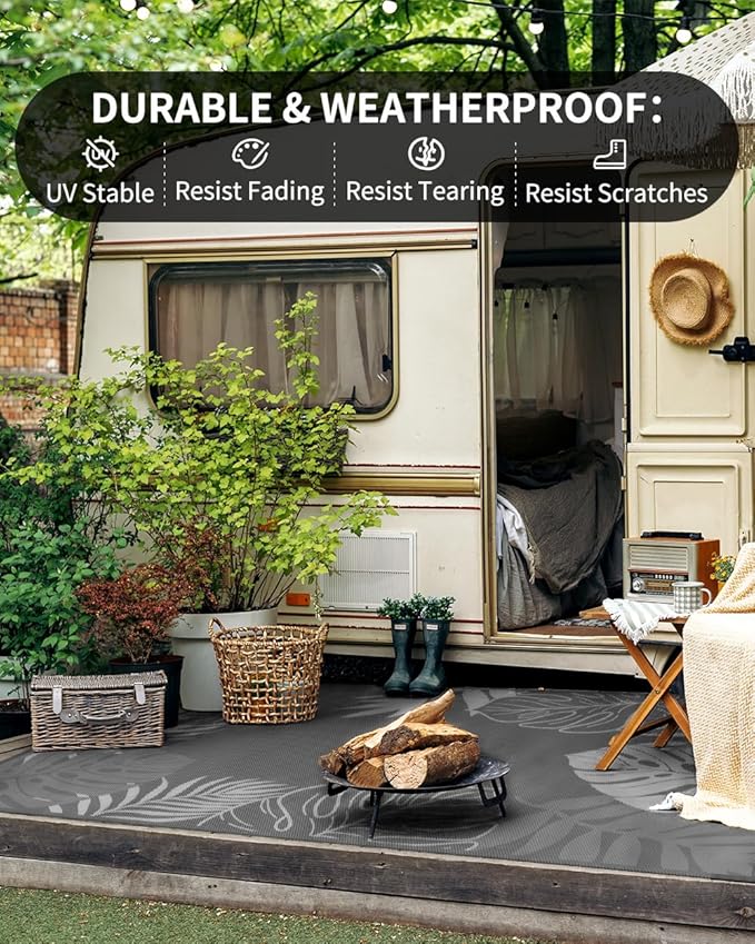 COCOER Tropical Outdoor Rug 6x9 Reversible-Waterproof Patio Rug-Quick Dry Outdoor Carpet-Outdoor Area Rugs Indoor Outdoor Rugs-Outside Rug Patio Decor for Porch Deck Balcony Backyard