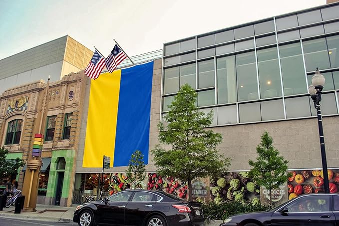 Ukraine Extra Large Flag 10x15FT Giant Ukrainian National Polyester Flag With 5 Grommets For Patriotic Ukrainian Themed Festival Events Party Decoration(Ukraine, 10x15FT)