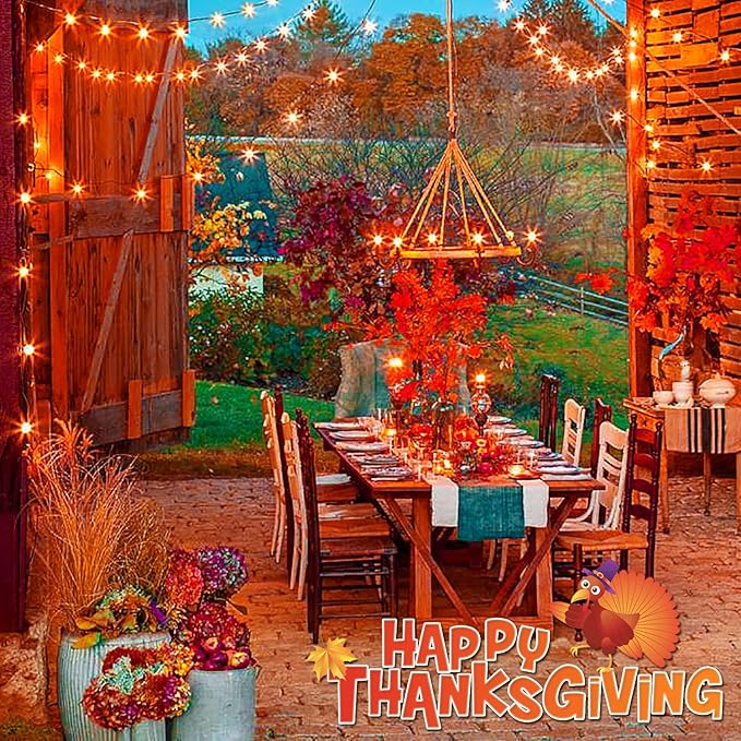 JMEXSUSS 500 LED Orange Christmas Lights Outdoor, 173ft Thanksgiving String Lights Plug in, Waterproof 8 Modes Orange String Lights for Party House Tree Fall Thanksgiving Decorations