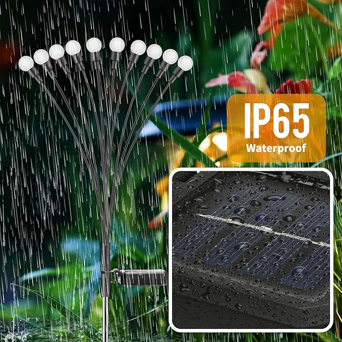 Solar Lights Outdoor (6 Pack-60 LEDs)，Waterproof Garden Fairy Swaying Firefly Lights ，Gifts for Outdoor Decorations，Suitable for Patio, terraces, lawns and Paths