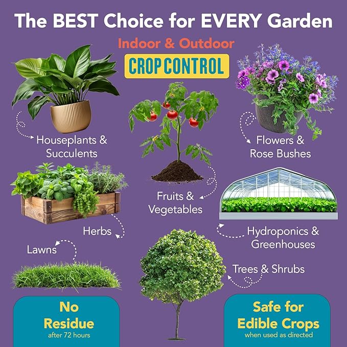 Trifecta Crop Control Insecticidal Soap for Plants | All Natural Fungicide for Plants | Spider Mite Killer Indoor Plants, Food Safe Pesticide, Herbicide, Spider Mites Spray for Plants (32oz - 2 Pack)