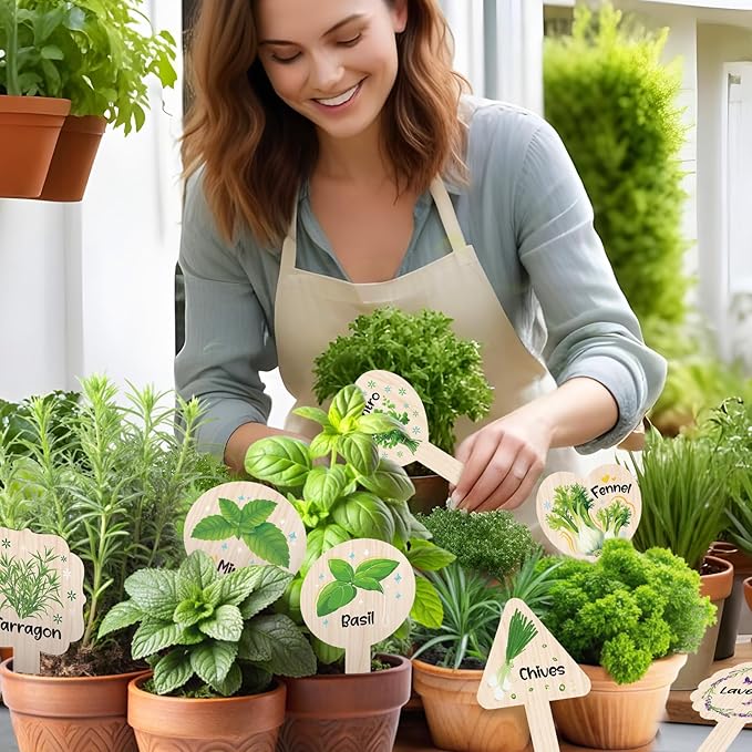 Plant Label Signs- 15PACK Herb Garden Markers, Plant Labels for Outdoor Garden Waterproof, Plant Tags with Names, Indoor Patio Tags for Succulent Flowers Greenery Seedling