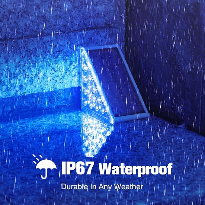 VOLISUN Solar Stair Lights 6 Pack, Solar Step Lights Outdoor Waterproof IP67, LED Outdoor Step Light,Outdoor Light Decor for Garden Stair, Deck, Front Step and Front Porch（Blue Lighting）