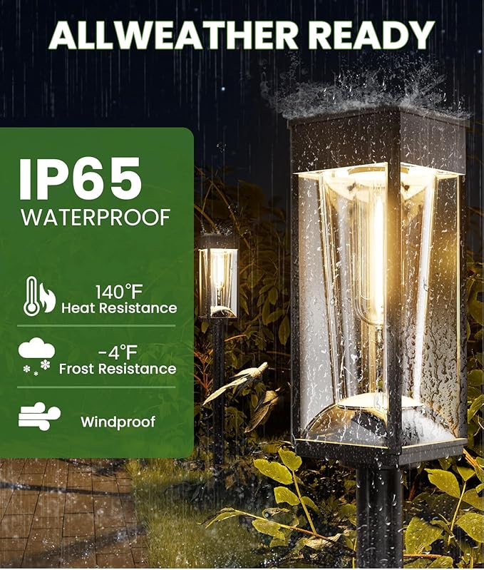 Bright Solar Lights Outdoor 4 Pack, 2-in-1 Warm&Cool Solar Pathway Lights Waterproof IP65, Auto On/Off, Long Lasting Outdoor Light for Yard Patio Garden Decor Landscape Lighting