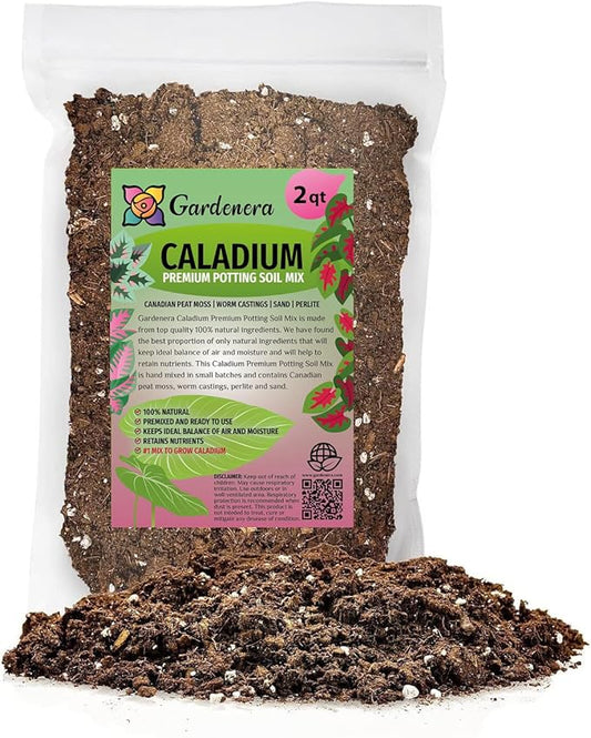 Elevate Your Space with Gardenera's Organic Potting Mix - Tailored for Thriving Caladium Plants and Captivating Leaves - 2 Quart, MAIN-CALADIUM-2QT