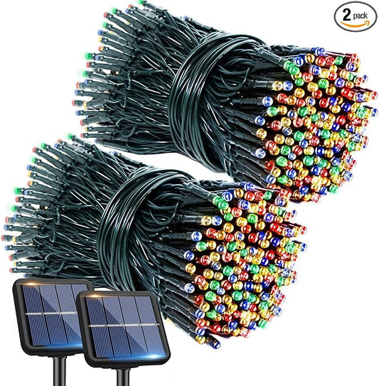 btfarm 2 Pack Solar String Lights Outdoor, Extra Long 240LED 78Ft Solar Christmas Lights Outside Waterproof, 8 Modes Solar Powered Tree Twinkle Light for Garden Yard Patio Party Decoration, Colorful