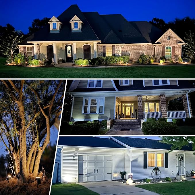 Solar Spot Lights Outdoor Waterproof 2 Pack IP65, 63 LED 3 Lighting Modes Spotlights for Yard Garden House Garage Pathway