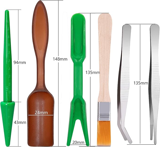 Ginsco 7pcs Succulent Transplanting Miniature Fairy Garden Planting Gardening Hand Tools Set