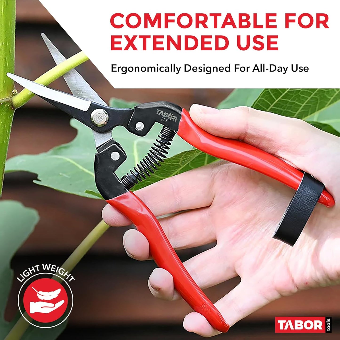TABOR TOOLS K7A Straight Pruning Shears with Carbon Steel Blades, Florist Scissors, Multi-Tasking Garden Snips for Arranging Flowers, Trimming Plants and Harvesting Herbs, Fruits or Vegetables.