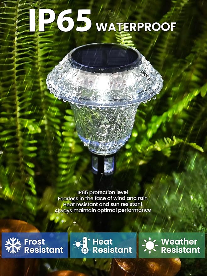 SOLPEX Solar Pathway Lights Garden Decor for Yard, Garden Lights Solar Powered Waterproof Landscape Lighting, Solar Outdoor Lights Porch Decor for Path Walkway Driveway (6 Pack Cold White)