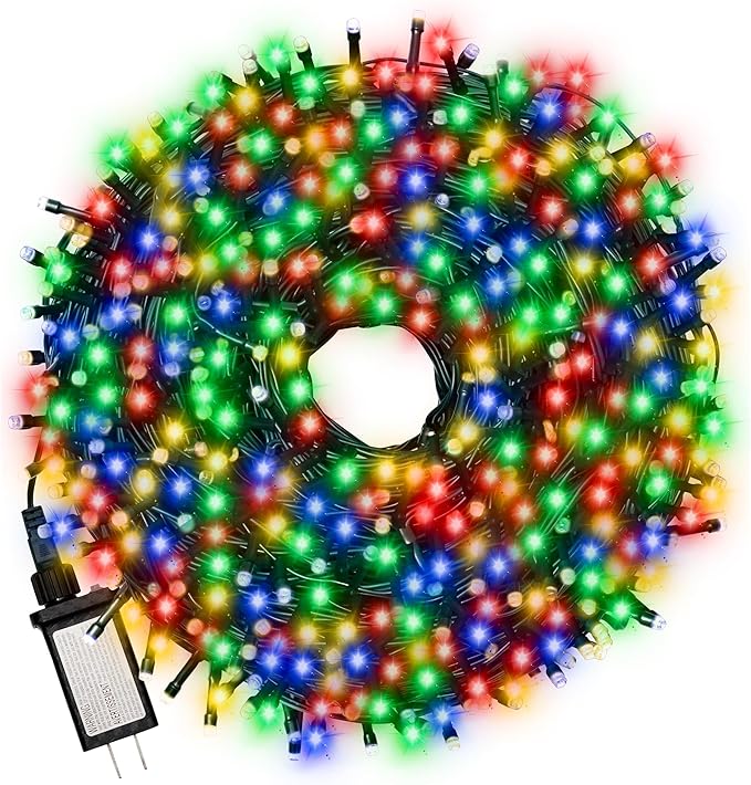 Christmas Tree Light 200 LEDs 73ft Green Cable Wire Fairy String Twinkle Lights Plug in 12 Modes for Xmas Party, Indoor,Outdoor, Garden, Wedding, Home Decoration (Multi Color)