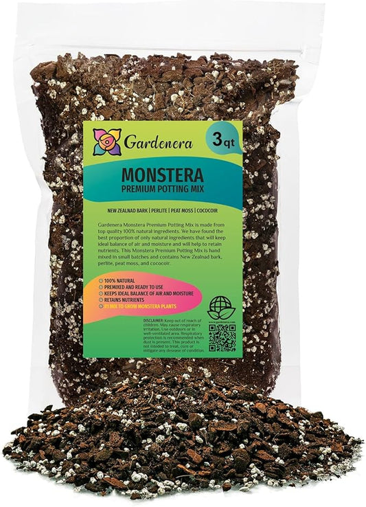 Premium Monstera Potting Soil - Quick Drain Potting Soil for Growing and Repotting Monstera Deliciosa/Swiss Cheese Plant - 3 Quart Bag