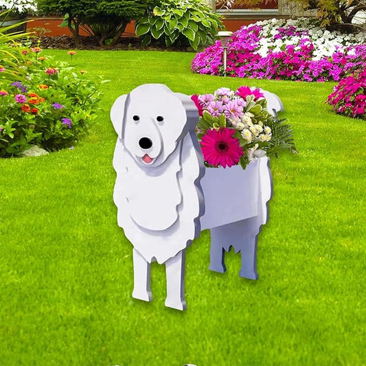 Great Pyrenees Dog Planter Plant Pots,Cute Garden Dog Flower Planter,Dog Planters Birthday Gifts for Women,Office,Indoor/Outdoor Decor（9.45 * 6.97 * 12.2in）