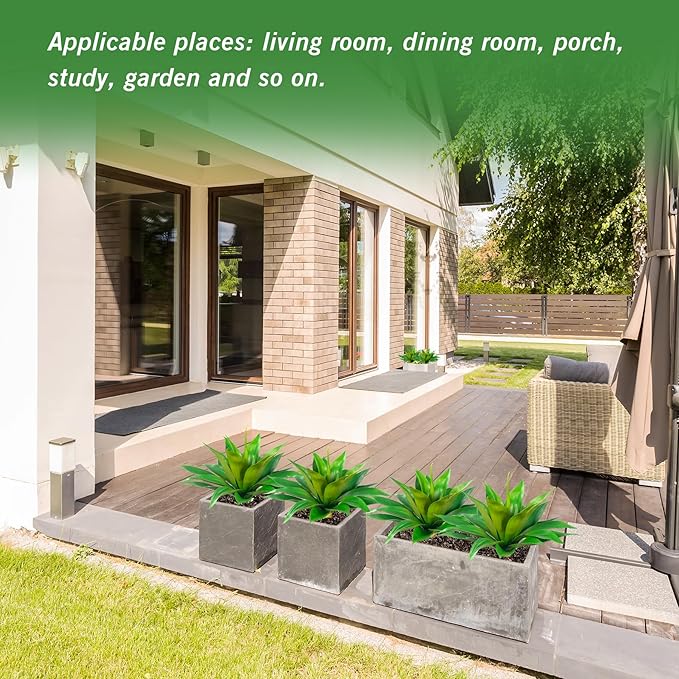 Artificial Agave Plants,Large UV Resistant Fake Agave Planters for Indoor and Outdoor Decorating Plantas Artificiales Decorativas Grandes(2Pack, 28")