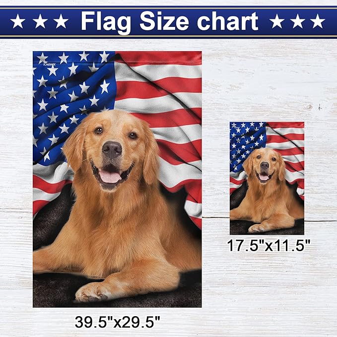 FLAGWIX Golden Retriever, Patriot American Dog Flags - 4th of July Decorations for Home, Outside, Indoor Outdoor Flag, House Flag 30x40 - Double Sided, Heavy Duty Canvas, Fade Resistant