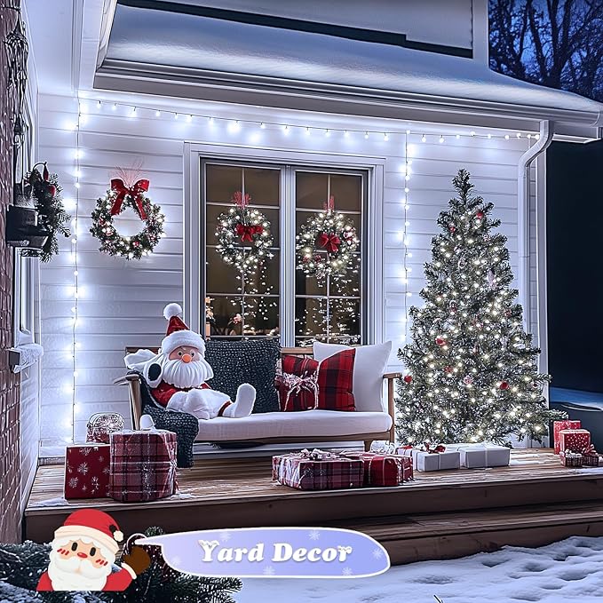 JMEXSUSS 500 LED White Christmas Lights Outdoor, 173ft 8 Modes Christmas Tree Lights, Waterproof Christmas Twinkle String Lights Green Wire for House Wedding Party Xmas Indoor Decorations