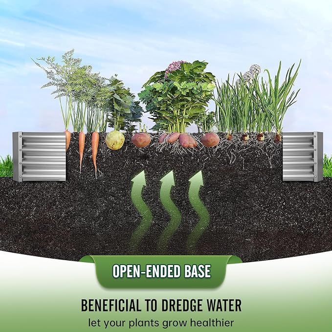 Outdoor Metal Galvanized Raised Planter Box,Rectangular Large Garden Bed Kit for Vegetables, Fruits, Flowers and Herbs 4X2X1 FT (4X2X1 FT)